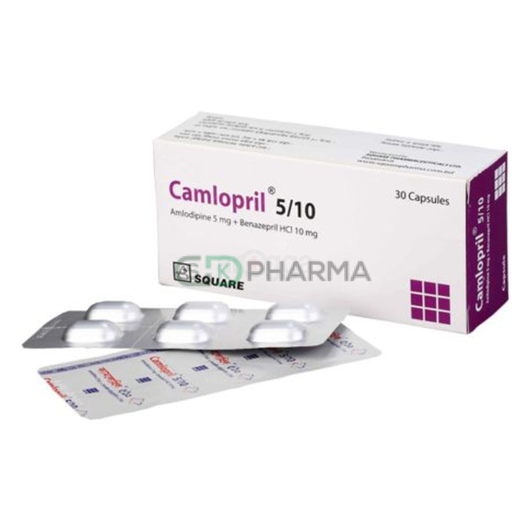 Camlopril Capsule 5 mg+10 mg (Amlodipine Besilate + Benazepril Hydrochloride)
