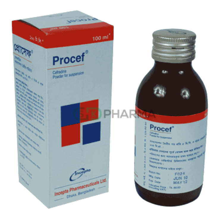 Procef Suspension 125 mg/5 ml (Cephradine)