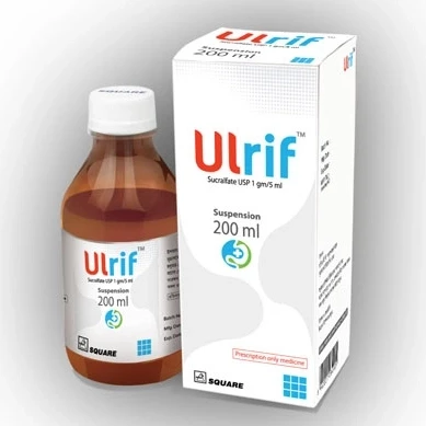 Ulrif Oral Suspension 200 ml bottle, Sucralfate 1 gm/5 ml