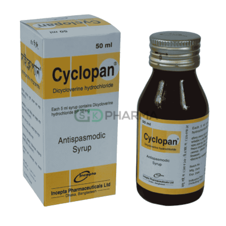Cyclopan Syrup 10 mg/5 ml (Dicycloverine Hydrochloride)