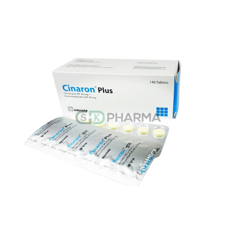 Cinaron Plus Tablet 20 mg+40 mg (Cinnarizine + Dimenhydrinate)
