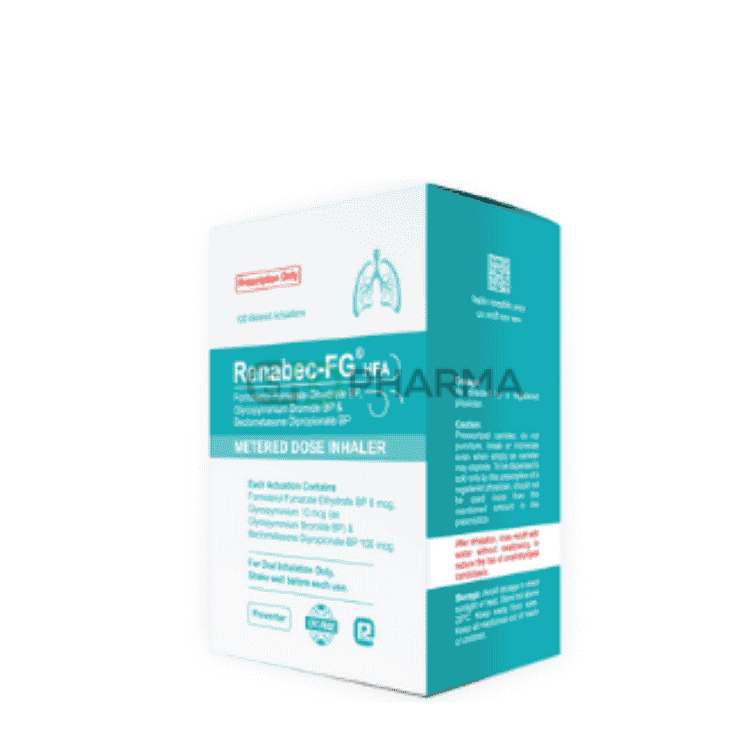 Renabec-FG Inhaler (100 mcg+6 mcg+10 mcg)/puff (Beclometasone + Formoterol + Glycopyrronium)