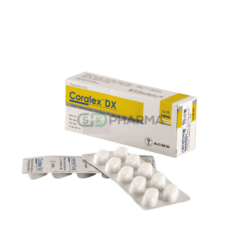 Coralex DX Tablet 600 mg+400 IU (Coral Calcium + Vitamin D3)
