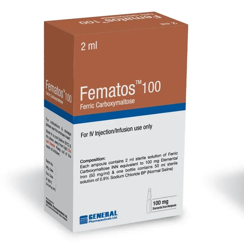 Fematos IV Injection or Infusion 2 ml, Ferric Carboxymaltose 100 mg/2 ml