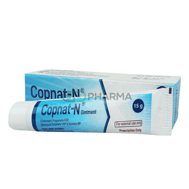 Copnat-N Ointment (0.5 mg+5 mg+1 Lac IU)/gm (Clobetasol Propionate + Neomycin Sulphate + Nystatin)
