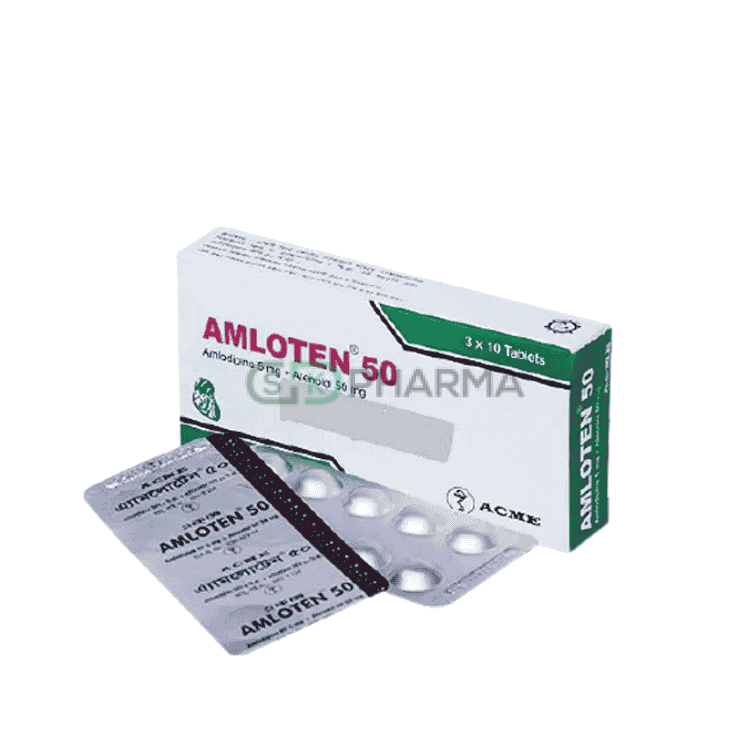 Amloten Tablet 5 mg+50 mg (Amlodipine Besilate + Atenolol)