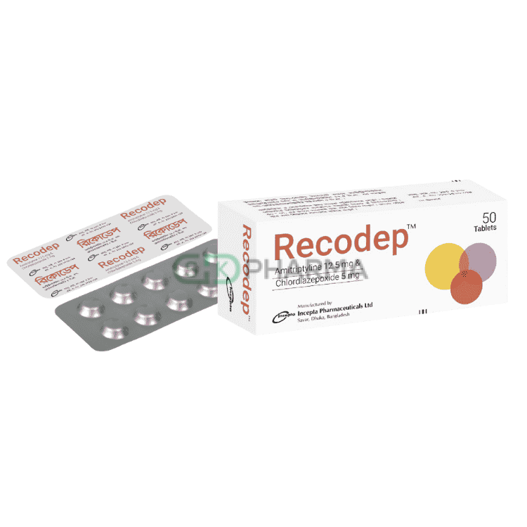 Recodep Tablet 12.5 mg+5 mg (Amitriptyline Hydrochloride + Chlordiazepoxide)