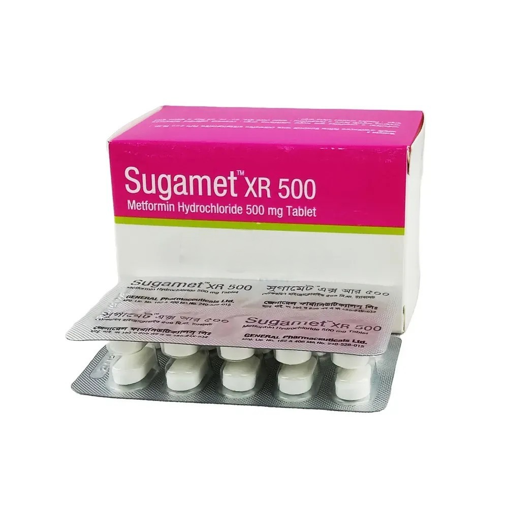 Sugamet XR Tablet (Extended Release), Metformin Hydrochloride 500 mg
