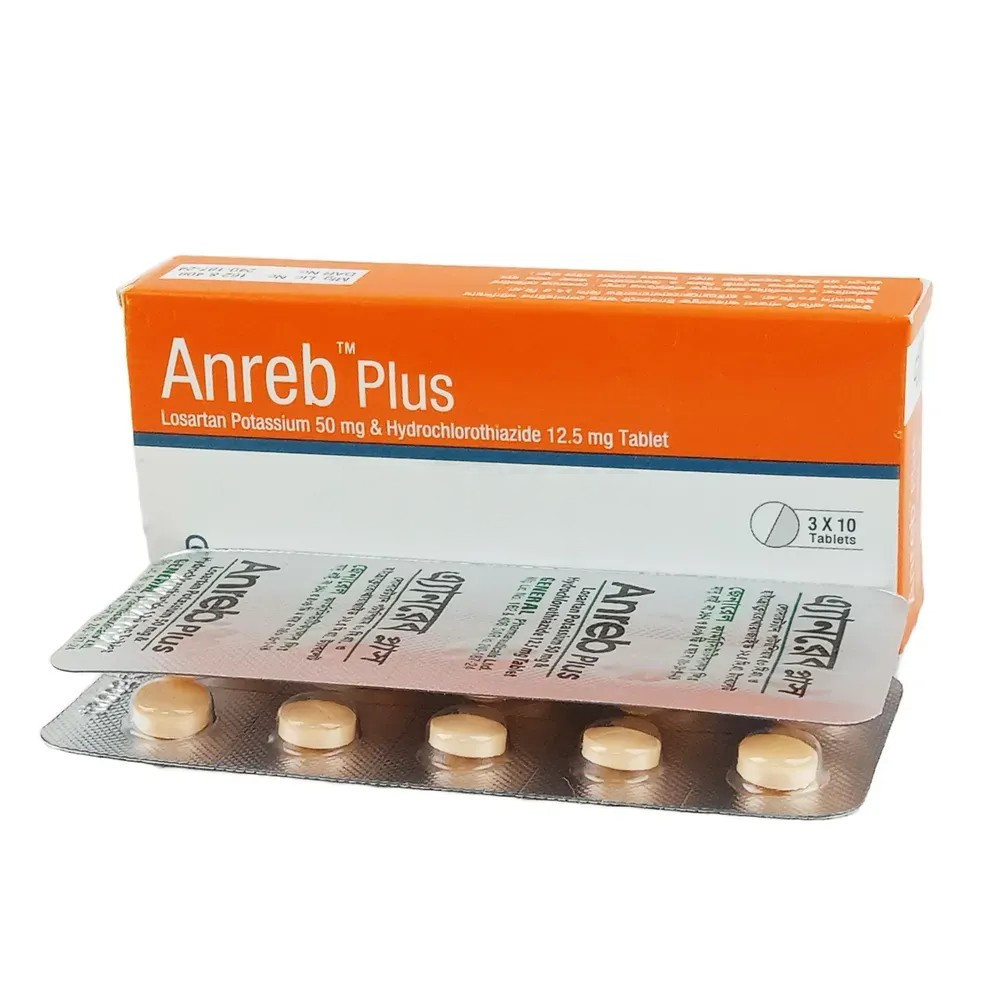 Anreb Plus Tablet, Losartan Potassium + Hydrochlorothiazide 50 mg+12.5 mg