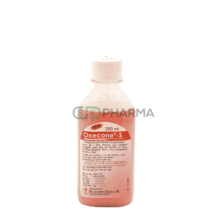 Oxecone-S Suspension (400 mg+400 mg+30 mg)/5 ml (Aluminium Hydroxide + Magnesium Hydroxide + Simethicone)