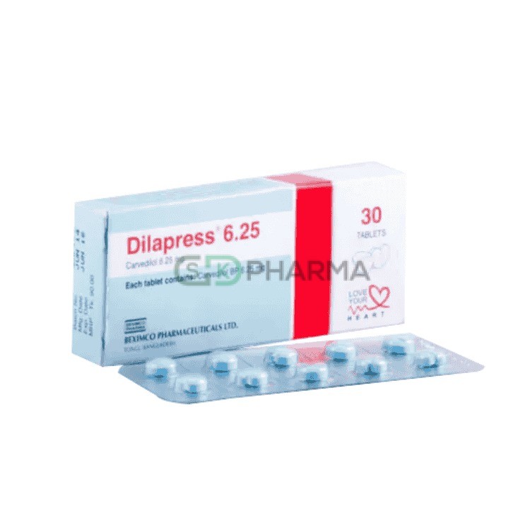 Dilapress Tablet 6.25 mg (Carvedilol)