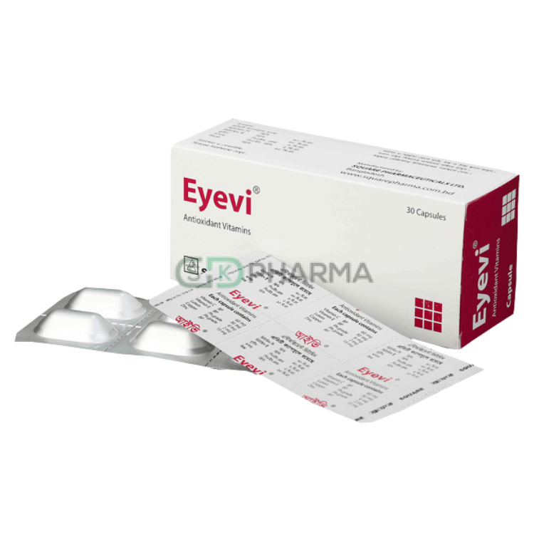 Eyevi Capsule 60 mg+30 mg+6 mg+2 mg+15 mg (Vitamin C + Vitamin E + Lutein + Copper + Zinc)