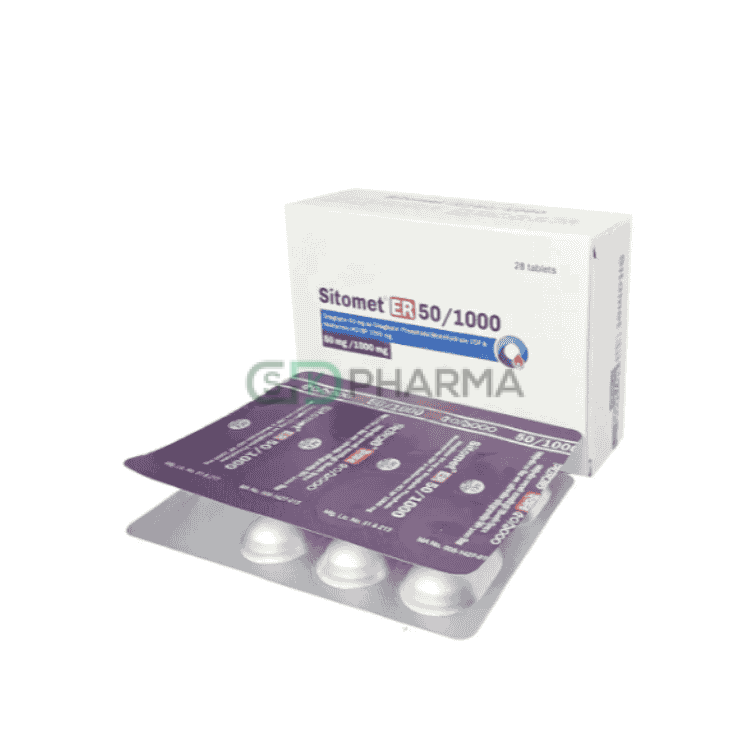Sitomet ER Tablet 50 mg+1000 mg (Sitagliptin + Metformin Hydrochloride)