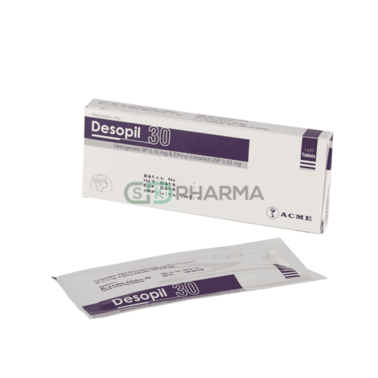 Desopil 30 Tablet 0.03 mg+0.15 mg (Ethinyl Estradiol + Desogestrel (0.03 mg))