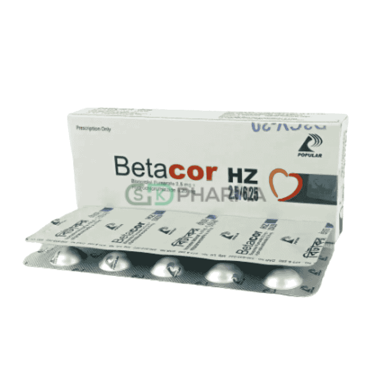 Betacor HZ Tablet 2.5 mg+6.25 mg (Bisoprolol Fumarate + Hydrochlorothiazide)