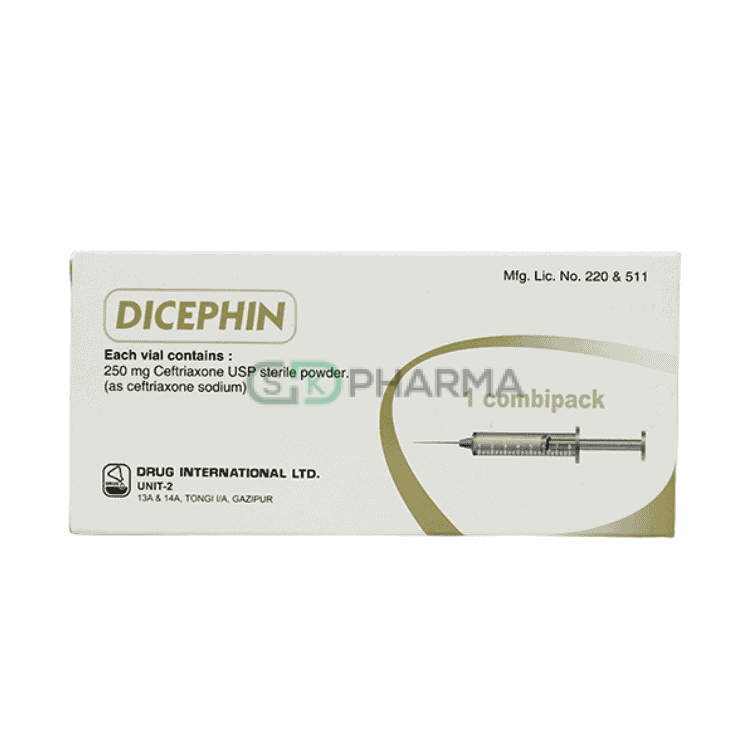 Dicephin Injection 250 mg/vial IV (Ceftriaxone Sodium)