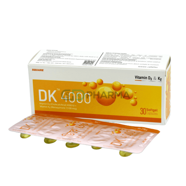 DK 4000 Capsule 4000 IU+100 mcg (Vitamin D3 + Vitamin K2)