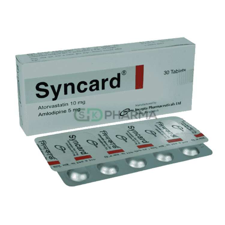 Syncard Tablet 5 mg+10 mg (Amlodipine Besilate + Atorvastatin)