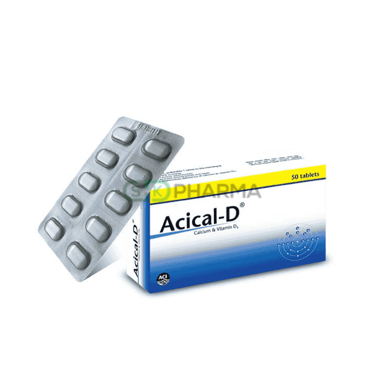 Acical-D Tablet 500 mg+ 200 UI (Conventional Calcium + Vitamin D3)