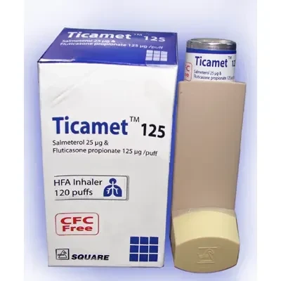 Ticamet Metered-Dose Inhaler (MDI), Salmeterol + Fluticasone Propionate (25 mcg+125 mcg)/puff
