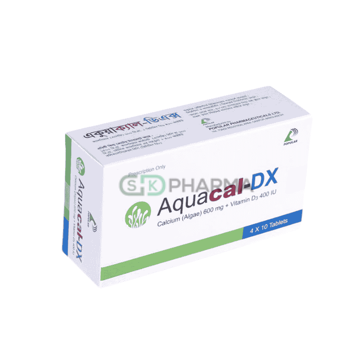 Aquacal-DX Tablet 600 mg+400 IU (Algae Calcium + Vitamin D3)