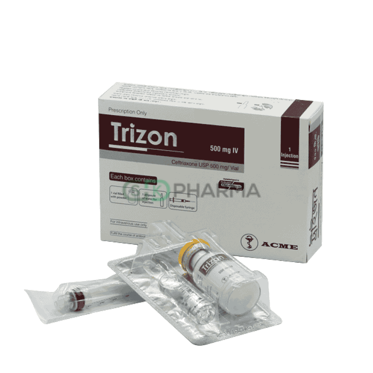 Trizon Injection 500 mg/vial IV (Ceftriaxone Sodium)
