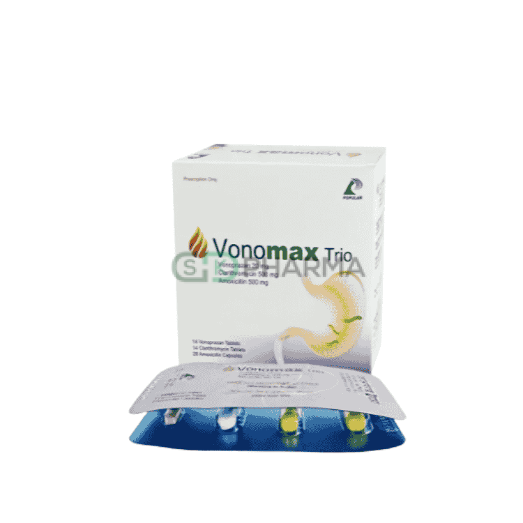 Vonomax Trio Tablet 20 mg+1000 mg+500 mg (Vonoprazan + Amoxicillin + Clarithromycin)