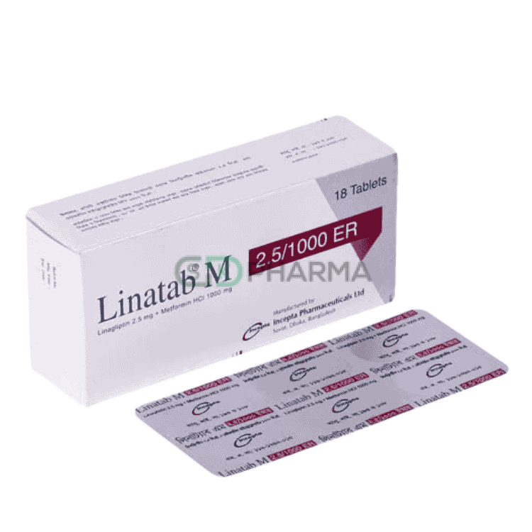 Linatab M ER Tablet 2.5 mg+1000 mg (Linagliptin + Metformin Hydrochloride)