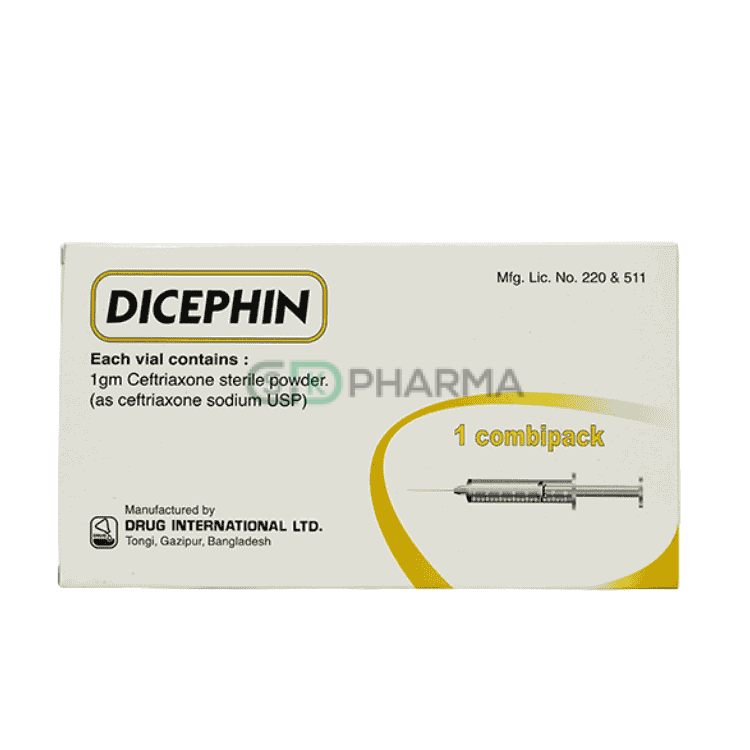 Dicephin Injection 1 gm/vial IV (Ceftriaxone Sodium)