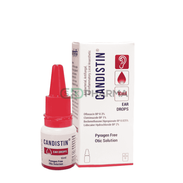 Candistin Ear Drop 0.3%+1%+0.025%+2% (Ofloxacin + Clotrimazole + Beclomethasone + Lidocaine)