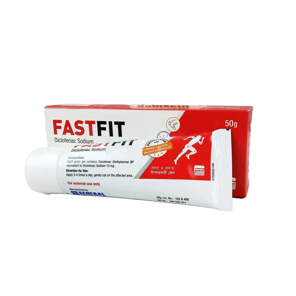 Fastfit Gel 50 gm tube, Diclofenac Sodium 1% w/w
