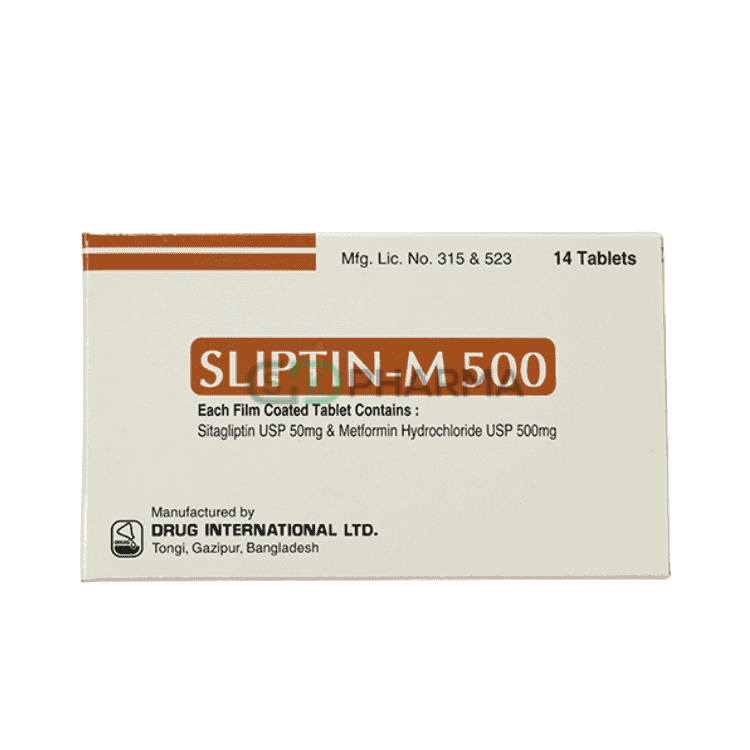 Sliptin-M Tablet 50 mg+500 mg (Sitagliptin + Metformin Hydrochloride)