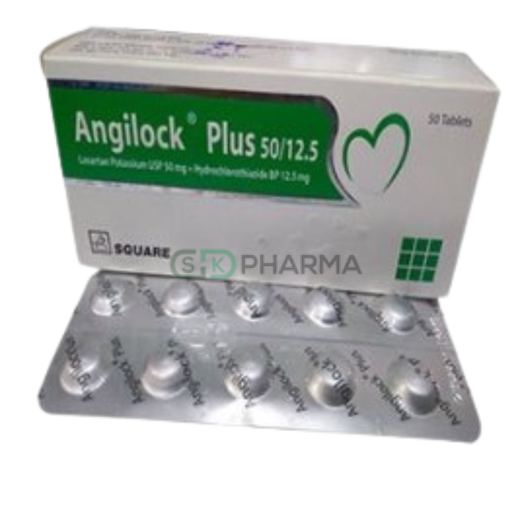 Angilock Plus Tablet 50 mg+12.5 mg (Losartan Potassium + Hydrochlorothiazide)
