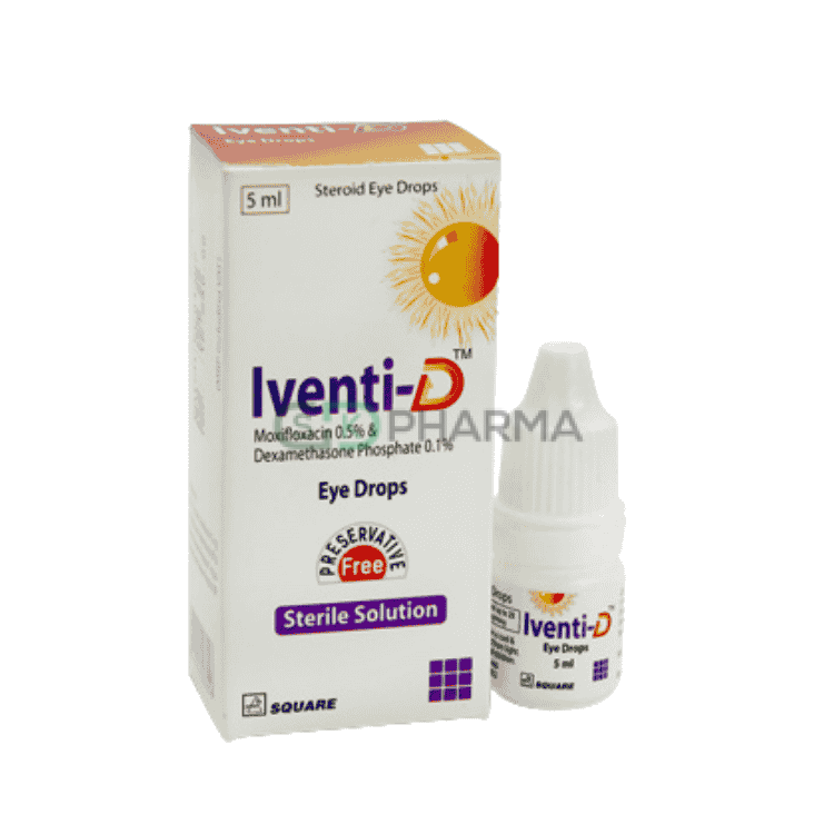 Iventi-D Eye Drop 0.5%+0.1% (Moxifloxacin Hydrochloride + Dexamethasone)