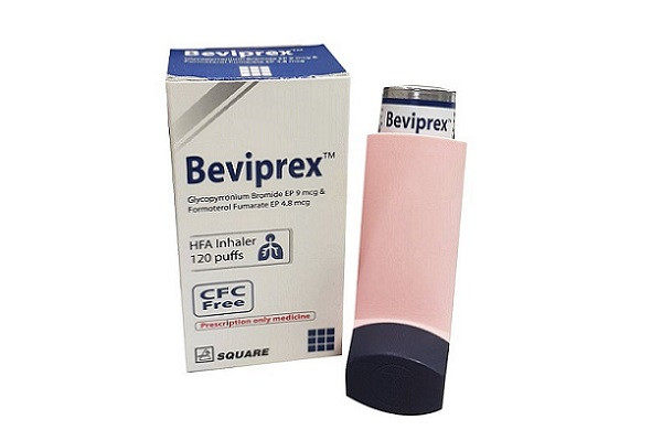 Beviprex Metered-Dose Inhaler (MDI), Glycopyrronium Bromide + Formoterol Fumarate (9 mcg+4.8 mcg)/puff