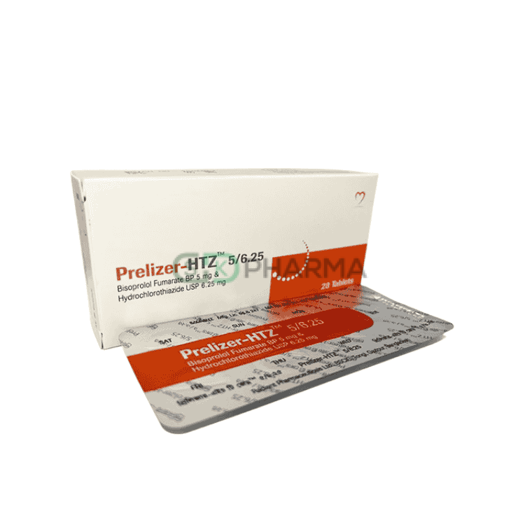 Prelizer-HTZ Tablet 5 mg+6.25 mg (Bisoprolol Fumarate + Hydrochlorothiazide)
