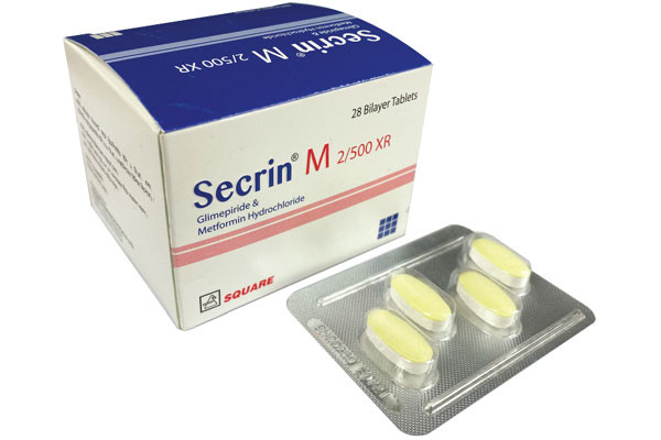 Secrin M Tablet (Extended Release), Glimepiride + Metformin 2 mg+500 mg