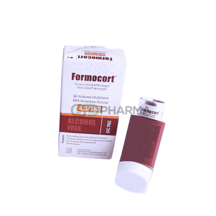 Formocort Inhaler (160 mcg+4.5 mcg)/puff (Budesonide + Formoterol Fumarate)