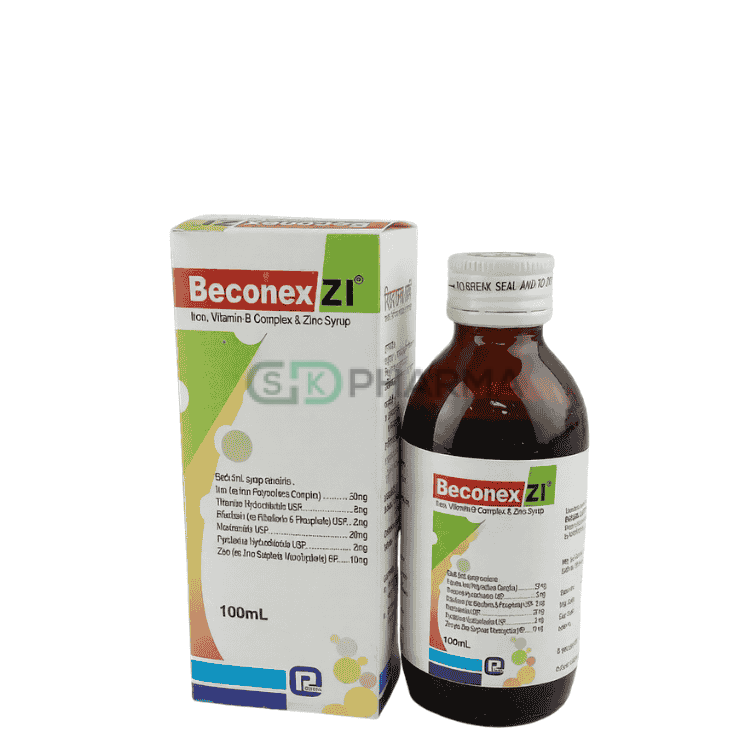 Beconex ZI Syrup Iron (Polymaltose Complex + Vitamin B Complex + Zinc)