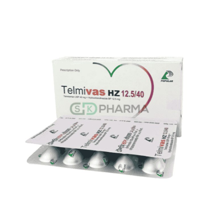 Telmivas HZ Tablet 40 mg+12.5 mg (Telmisartan + Hydrochlorothiazide)