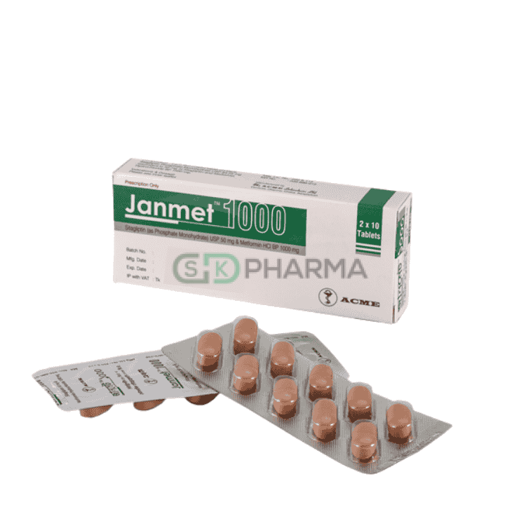 Janmet Tablet 50 mg+1000 mg (Sitagliptin + Metformin Hydrochloride)