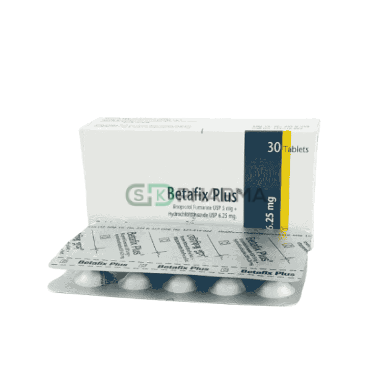 Betafix Plus Tablet 5 mg+6.25 mg (Bisoprolol Fumarate + Hydrochlorothiazide)