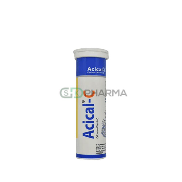 Acical-C Effervescent Tablet 1000 mg+327 mg [Conventional calcium] +500 mg (Calcium Lactate Gluconate + Calcium Carbonate + Vitamin C)