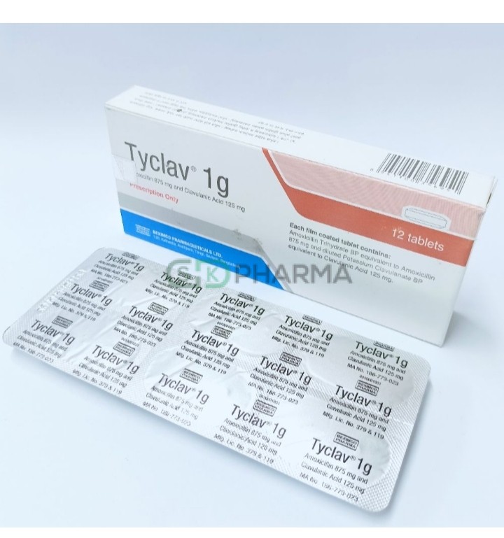 Tyclav Tablet 875 mg+125 mg (Amoxicillin + Clavulanic Acid)