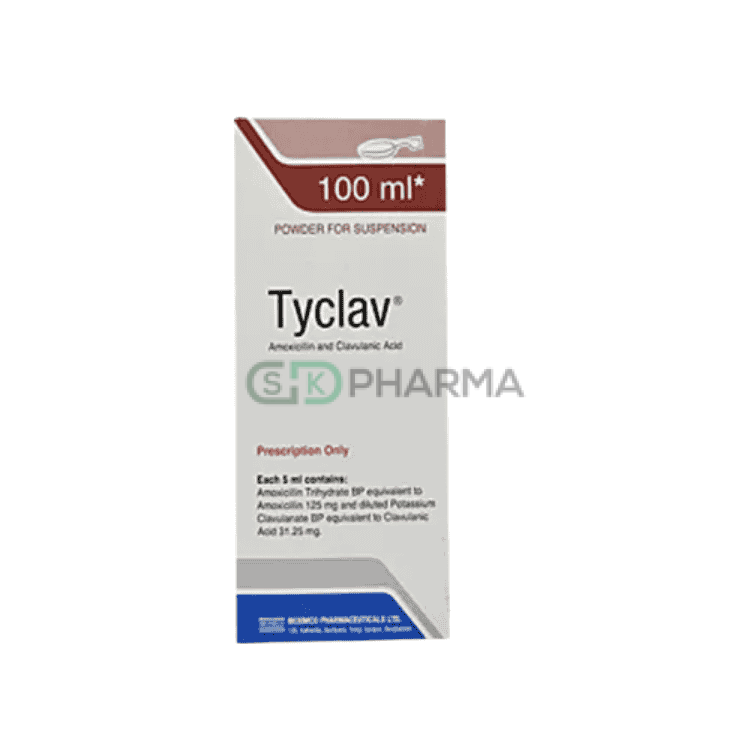 Tyclav Suspension (125 mg+31.25 mg)/5 ml (Amoxicillin + Clavulanic Acid)