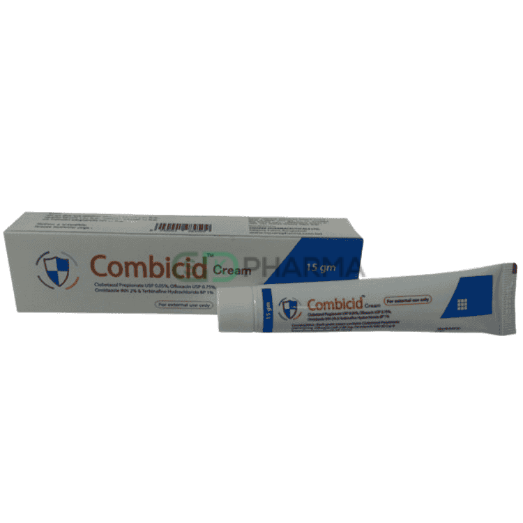 Combicid Cream 0.05%+0.75%+2%+1% (Clobetasol Propionate + Ofloxacin + Ornidazole + Terbinafine)