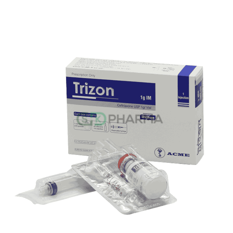 Trizon Injection 1 gm/vial IM (Ceftriaxone Sodium)