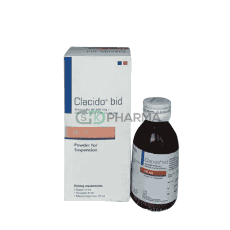 Clacido BID Suspension (400 mg+57.50 mg)/5 ml (Amoxicillin + Clavulanic Acid)