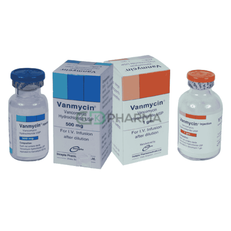 Vanmycin Injection 500 mg/vial (Vancomycin Hydrochloride)