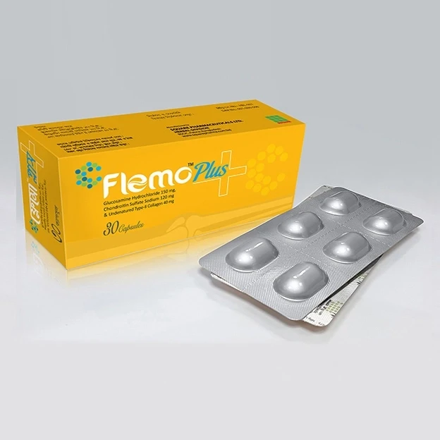 Flemo Plus Capsule,Undenatured Type II Collagen + Glucosamine Sulfate + Chondroitin Sulfate 40 mg+150 mg+120 mg